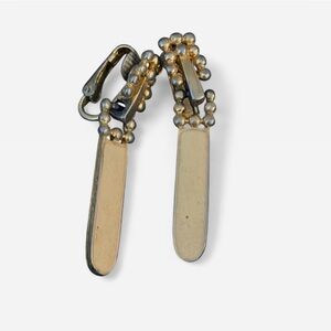 Vintage Gold-Tone Clip-On Earrings with Beaded Accent and Drop Design